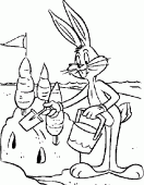 coloring picture of Bugs Bunny it builds a sandcastle